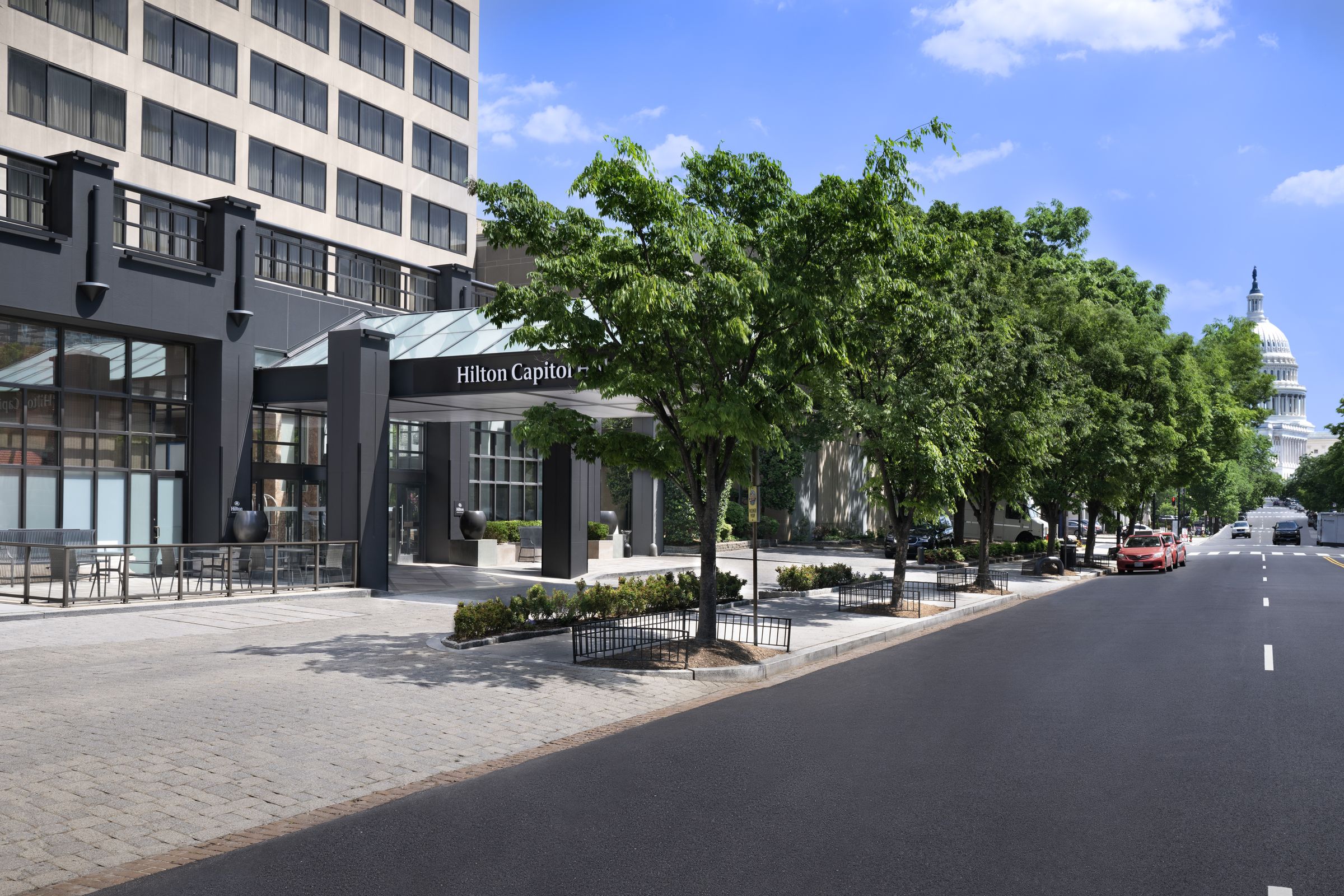 Hilton Washington DC Capitol Hill on its tree-lined street